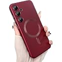 MagPro Metallic Finish Case for Samsung Galaxy S24 5G | MagSafe Compatible Magnetic Cover, Matte Luxury Metallic Luster, Shockproof TPU, Camera Lens Guard, Wireless Charging Compatible | Red