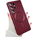 MagPro Metallic Finish Case for Samsung Galaxy S25 Ultra 5G | MagSafe Compatible Magnetic Cover, Matte Luxury Metallic, Shockproof TPU, Camera Lens Guard, Wireless Charging Compatible | Red