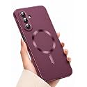 MagPro Metallic Finish Case for Samsung Galaxy A17 5G / F17 5G / M17 5G | MagSafe Compatible Magnetic Cover, Matte Luxury Metallic, Shockproof TPU, Camera Lens Guard, Wireless Charging Red