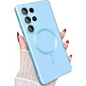 MagPro Metallic Finish Case for Samsung Galaxy S25 Ultra 5G | MagSafe Compatible Magnetic Cover, Matte Luxury Metallic, Shockproof TPU, Camera Lens Guard, Wireless Charging Compatible | Blue