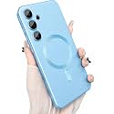 MagPro Metallic Finish Case for Samsung Galaxy S24 5G | MagSafe Compatible Magnetic Cover, Matte Luxury Metallic Luster, Shockproof TPU, Camera Lens Guard, Wireless Charging Compatible | Blue