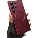 MagPro Metallic Finish Case for Samsung Galaxy S24 Ultra 5G | MagSafe Compatible Magnetic Cover, Matte Luxury Metallic, Shockproof TPU, Camera Lens Guard, Wireless Charging Compatible | Red