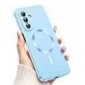 MagPro Metallic Finish Case for Samsung Galaxy A57 5G | MagSafe Compatible Magnetic Cover, Matte Luxury Metallic Luster, Shockproof TPU, Camera Lens Guard, Wireless Charging Compatible | Blue