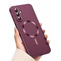 MagPro Metallic Finish Case for Samsung Galaxy A37 5G | MagSafe Compatible Magnetic Cover, Matte Luxury Metallic Luster, Shockproof TPU, Camera Lens Guard, Wireless Charging Compatible | Red