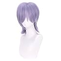 MAGQOO Grey Purple Wig Men Short Straight Bob Grey Purple Wig with Bangs Cartoon Movie Halloween Cosplay Costume Animie Wigs