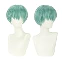 MAGQOO Light Green Wig for Men Short Straight Bob Mint Green Wig Cartoon Movie Halloween Cosplay Costume Animie Wigs