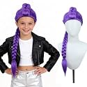 MAGQOO Purple Braid Wig Long Purple Braid Cosplay Wig Halloween Cosplay Costume Party 24inch