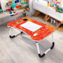 Mahabali Foldable With Cup Holder Study, Breakfast Table, Portable/Ergonomic Wood Portable Laptop Table (Finish Color - Orange 1, Pre Assembled)
