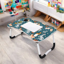 Mahabali Multipurpose Laptop Table with Cup Holder Foldable and Portable, Non-Slip Legs Wood Portable Laptop Table (Finish Color - Sky Blue 1, Pre Assembled)