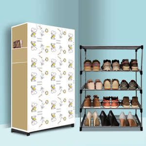 mahadev kart 4 tier foldable shoe rack  space saver universal for entry bedroom  balcony metal shoe rack dogi modern printeda4 4 shelves diydo-it-yourself