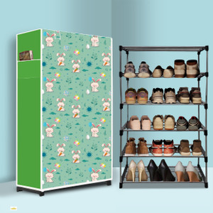mahadev kart 5 tier foldable shoe rack  space saver universal for entry bedroom  balcony metal shoe rack
