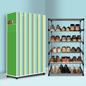 Mahadev Kart 5 Tier Foldable Shoe Rack – Space Saver, Universal for Entry, Bedroom & Balcony Metal Shoe Rack (Green Strip Modern Printed(A5), 5 Shelves, DIY(Do-It-Yourself))
