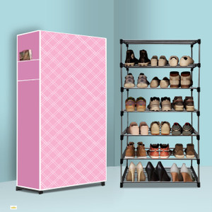 mahadev kart 6 tier foldable shoe rack  space saver universal for entry bedroom  balcony metal shoe rack stars pattern modern printa6 6 shelves diydo-it-yourself