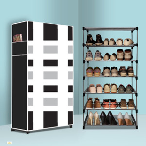 mahadev kart 6 tier foldable shoe rack  space saver universal for entry bedroom  balcony metal shoe rack