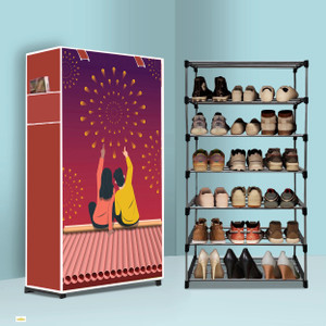mahadev kart 6 tier foldable shoe rack  space saver universal for entry bedroom  balcony metal shoe rack