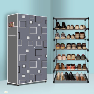 mahadev kart 6 tier foldable shoe rack  space saver universal for entry bedroom  balcony metal shoe rack