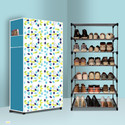 Mahadev Kart 6 Tier Foldable Shoe Rack – Space Saver, Universal for Entry, Bedroom & Balcony Metal Shoe Rack (Colourful Leav Modern Print(A6), 6 Shelves, DIY(Do-It-Yourself))