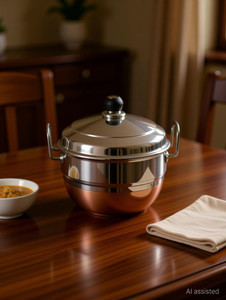 mahadev shopcart all-in-one stainless steel idli cookermulti kadai steamer copper bottom with lid standard idli maker 7 plates 14 idlis 