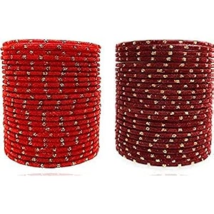mahakal glass velvet bangle set for women and girls pack of 48