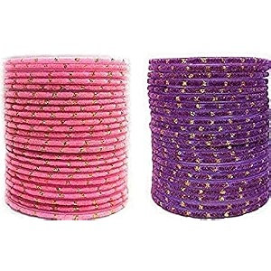 mahakal glass velvet bangle set for women and girls pack of 48