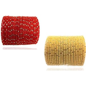 mahakal glass velvet bangle set for women and girls pack of 48