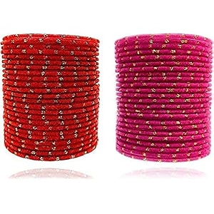 mahakal glass velvet bangle set for women and girls pack of 48