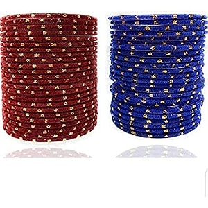 mahakal glass velvet bangle set for women and girls pack of 48