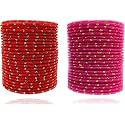 Mahakal glass velvet bangle set for women and girls (pack of 48)