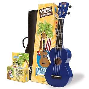 mahalo rainbow series soprano ukulele blue with essential pack mr1buk
