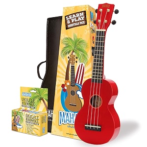 mahalo rainbow series soprano ukulele red with essential pack mr1rdk