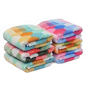 100 cotton hand towels set - ultrasoft amp absorbent wash basin wipe napkins for bathroom kitchen hotel - stripes small towel for face hair gym spa 13 x 20 inches pack of 6