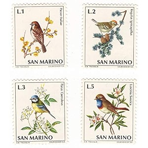  san marino birds 4 diff unused stamps set for collection