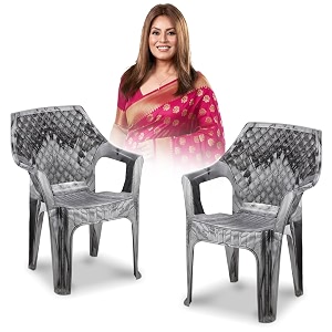 maharaja plastic chair set chair for living room home plastic chair for home with arm restmodern stylish design with glossy amp matte finish bearing capacity 200kg silver pack of 2