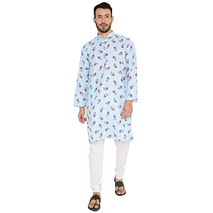 Maharaja Floral Printed Linen Kurta Pyjama Set