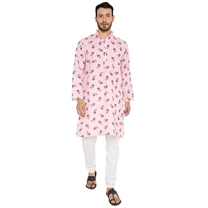 Maharaja Floral Printed Linen Kurta Pyjama Set