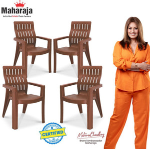 maharaja fortuner orthopaedic chair with fully comfort for home  restaurant plastic outdoor chair brown set of 4 pre-assembled