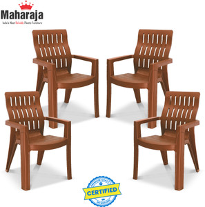 maharaja fortuner matte glossy chair for home  restaurant plastic outdoor chair metallic brown set of 4 pre-assembled