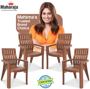 maharaja fortuner orthopaedic chair with fully comfort for home  restaurant plastic outdoor chair metalli brown set of 4 pre-assembled