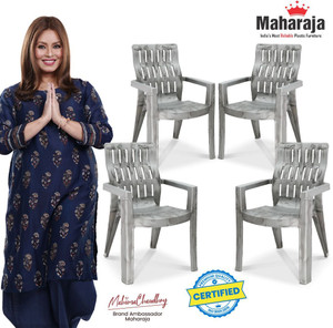 maharaja fortuner orthopaedic chair with fully comfort for home  restaurant plastic outdoor chair silver set of 4 pre-assembled