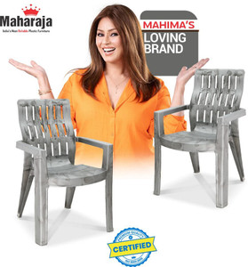 maharaja fortuner orthopaedic chair with fully comfort for home  restaurant plastic outdoor chair silver set of 2 pre-assembled