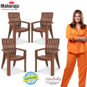 MAHARAJA Fortuner Orthopaedic chair with Fully Comfort for Home & Restaurant Plastic Outdoor Chair (Brown, Set of 4, Pre-assembled)