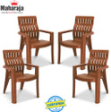 MAHARAJA FORTUNER Matte Glossy Chair for Home & Restaurant Plastic Outdoor Chair (Metallic Brown, Set of 4, Pre-assembled)