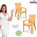 MAHARAJA Fortuner Orthopaedic chair with Fully Comfort for Home & Restaurant Plastic Outdoor Chair (Amber Gold, Set of 2, Pre-assembled)