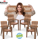 MAHARAJA Fortuner Orthopaedic Chair with Fully Comfort for Home & Restaurant Plastic Outdoor Chair (Teak Wood, Set of 4, Pre-assembled)