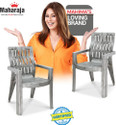 MAHARAJA Fortuner Orthopaedic chair with Fully Comfort for Home & Restaurant Plastic Outdoor Chair (Silver, Set of 2, Pre-assembled)