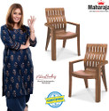 MAHARAJA Fortuner Orthopaedic chair with Fully Comfort for Home & Restaurant Plastic Outdoor Chair (Teak Wood, Set of 2, Pre-assembled)