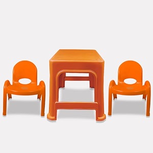 maharaja junior jamboree kids39 plastic chair and table  virgin material  durable  lightweight amp portable  multi-functional  for 2 to 9 years age 1 table- orange amp 2 chair- orange