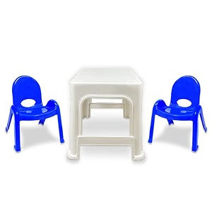 maharaja junior jamboree kids39 plastic chair amp table  virgin material  durable amp safe  lightweight amp portable  multi-functional  for 2 to 9 years age 1 table- white amp 2 chair- blue