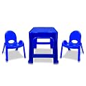 MAHARAJA Junior Jamboree Kids' Plastic Chair and Table | Virgin Material | Durable & Safe | Lightweight & Portable | Multi-Functional | for 2 to 9 Years Age (1 Table- Blue & 2 Chair- Blue)�