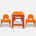 MAHARAJA Junior Jamboree Kids' Plastic Chair and Table | Virgin Material | Durable | Lightweight &amp; Portable | Multi-Functional | for 2 to 9 Years Age (1 Table- Orange &amp; 2 Chair- Orange)�
